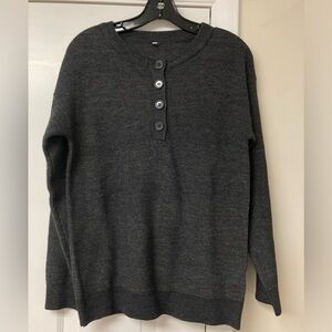 NWOT Henley sweater charcoal heather women’s sz S